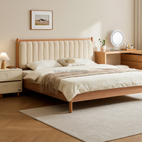 Cadre de lit en bois naturel 601053, style moderne avec tête de lit rembourrée, fabricant de meubles de chambre à coucher en gros