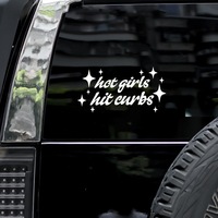 Autocollant de fenêtre pour voiture « Hot Girls Hit Curbs », autocollant personnalisé avec motif de meme, décoration en vinyle imperméable, adapté aux Toyota, Honda, Audi