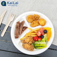 Assiettes à dîner plates jetables biodégradables écologiques en bagasse brun naturel pour les fêtes