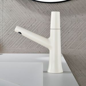 Rubinetto per Lavabo Monocomando in Rame Bianco <span class=keywords><strong>Latte</strong></span> e Oro Rosa per Acqua Calda e Fredda, Lavandino, Lavabo da Appoggio, Bagno - Product Image 4