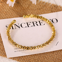 Ensemble de bracelets extensibles et bagues à perles écrasées, ensemble de bijoux tendance empilables en perles dorées pour femmes, usage quotidien, vente en gros