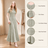 Robe d'été en soie brillante de haute qualité, nouvelle mode, tricotée, ajustée, à manches courtes, en stock pour femmes