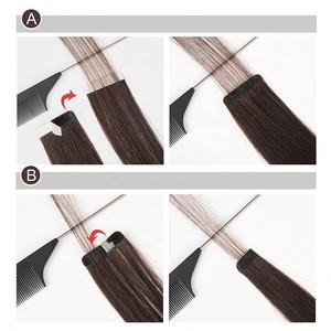 Extensions de cheveux en ruban adhésif en cheveux humains vierges russes de qualité Remy, cuticules intactes, trame invisible, Yaki, extensions de cheveux en ruban adhésif - Product Image 6