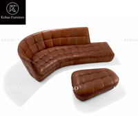 Canapé d'angle en cuir véritable de grain supérieur de meubles de salon italiens de luxe ronds en forme de L pour des hôtels de centres commerciaux