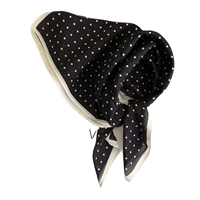 Écharpe multifonction à pois pour femme, petite écharpe carrée polyvalente, printemps automne, bandeau décoratif pour le cou, en soie, fabriquée en Chine