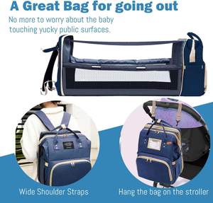 Ransel perjalanan lipat tahan air, dengan tempat tidur bayi baru lahir, tas ibu ibu, tas popok, tas bayi dengan stasiun Penggantian - Product Image 3