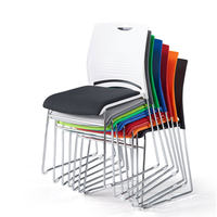 Chaise de bureau moderne sans accoudoirs à bascule avec structure métallique, empilable, confortable et multifonctionnelle pour l'école, le bureau à domicile et le salon