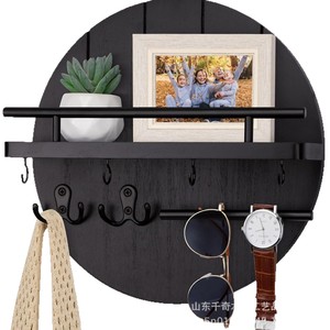 Support mural en bois pour clés et lunettes de soleil, support de rangement rond multi-usages pour l'organisation de la maison - Product Image 2