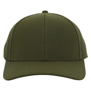 หมวกแก๊ปแบบมีรูระบายอากาศ 6 แผง ปีกโค้งเล็กน้อย ปรับขนาดได้ พร้อมป้ายยางกันน้ำ สำหรับกอล์ฟ รับผลิตตามแบบ OEM - Product Image 2