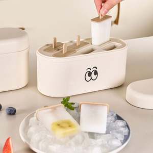 Molde para Helados Caseros, Moldes para Paletas de Hielo de Grado Alimenticio Fáciles de Desmoldar para Niños, Moldes Redondos y Rectangulares para Helados con Contenedor - Product Image 3