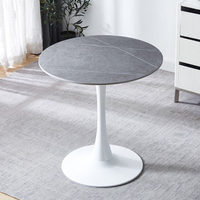 Table basse en céramique de dalle de marbre de forme ronde de soutien de base de tube d'acier de tulipe