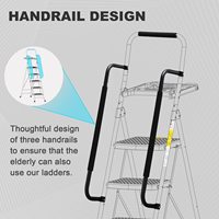 Échelle en acier pliable à cinq marches avec larges pédales antidérapantes main courante accessoire de plateau utilisation d'outils portables maison certifiée En131