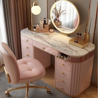 Plateau en marbre blanc de couleur personnalisée, coiffeuse en bois au design luxueux de style simple avec miroir