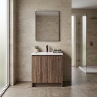 Meuble-lavabo moderne avec vasque et miroir mural en contreplaqué pour chambre, cuisine, salle à manger et petits espaces