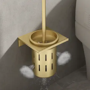 Aluminium-Toilettenschüssel-Bürste und Halter-Set wandmontierte Toilettenreinigungsbürste