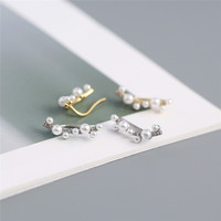 Boucles d'oreilles en argent Sterling S925, bijoux de haute qualité, Imitation de perles, décoration, grimpantes