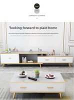Vente en gros de meubles de salon à prix réduit, table basse et carré minimaliste en bois doré de luxe pour émissions de télévision