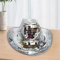 Chapeau de cowboy/cowgirl en verre avec boule disco – Vente en gros usine – Idéal pour les anniversaires et les enterrements de vie de jeune fille