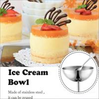 Ensemble de 2 coupes à glace et coupes à dessert en acier inoxydable au design moderne pour décorations de fête d'anniversaire (argent)