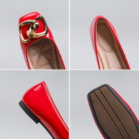 Mocassins plats à bout carré pour femmes, grandes tailles 41-44, en cuir verni, avec soutien de la voûte plantaire, boucle métallique, chaussures décontractées pour tous les jours, toutes saisons