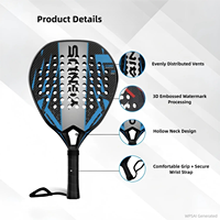 Carbon Fiber Padel Racket 12K 3K Forme Hybride Ronde avec Mousse EVA Moyenne pour Débutant & Intermédiaire