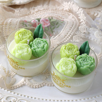 Neuartige Elegante Handgefertigte Pfingstrosen-Blumen Glasgefäß Sojawachs Duftkerzen Hochzeits-Party-Geschenke Wohndekor Ornamente Aroma-Kerzen