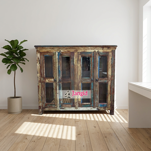 Aparador Rústico Vintage de Madera Reciclada con 4 Puertas, Mueble de Almacenamiento para Sala de Estar, Comedor o Cocina - Product Image 3