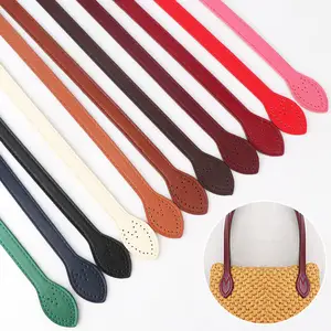 23.6" Short PU Leather Purse Bag Strap with Ear Shape End Holes,for DIY Crocheted Bags Purse Wallet Tote Bag Making Repairing