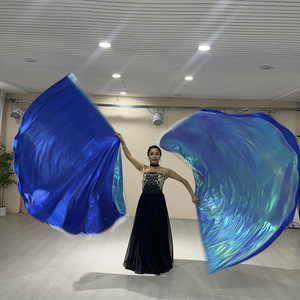 SHE DANCES Accesorios de Danza Cristiana para Iglesia, 1 Par de Banderas de Alabanza y Adoración de Doble Capa Azul Real de 1.9m x 1.4m con Varillas - Product Image 1