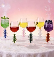 Verres à vin en verre coloré de Noël modernes Xinboyuan avec décor d'arbre de Noël