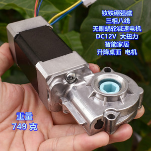 มอเตอร์เกียร์หนอนไร้แปรงถ่านนีโอไดเมียมไอรอนโบรอน DC12V มอเตอร์ไฟฟ้าขนาดเล็กสำหรับโต๊ะปรับระดับความสูงอัจฉริยะสำหรับบ้านอัจฉริยะ - Product Image 1
