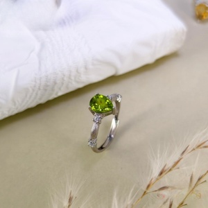 8 bagues simples en argent 925 avec cristaux en forme de goutte d'eau de 6*8 mm, réglables, en pierre naturelle, plaquées rhodium, brossées, bijoux de créateur pour femmes - Product Image 2