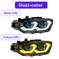 Para BMW Serie 3 F30 F35 2013-2018, Conjunto de Faros Delanteros Bi-LED Láser con Proyector, Estilo Deportivo Mejorado, Ojo Dorado, DRL de Doble Color