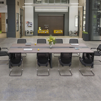 Mobilier de bureau moderne et luxueux en bois, ensemble table de réunion et chaises pour conférences et réceptions