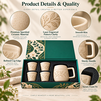 Ensemble cadeau de thé et de café en céramique mouchetée gravée au laser, boîte cadeau florale de luxe, design personnalisé pour mariage, entreprise, fête, vente en gros