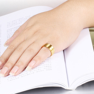 Stainless Steel Rings 8mm Double <b>Brushed</b> Geometric Design Unisex Wedding Jewelry Gold Silver Black - Product Image 4
