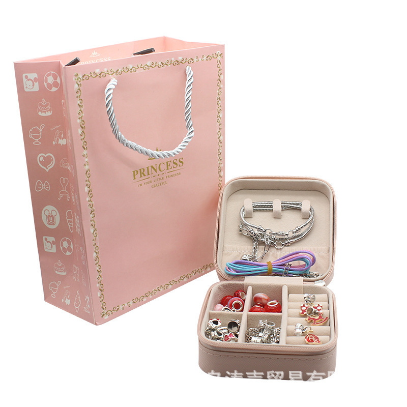 Beaded Bracelet Gift Set - Red Jewelry Box
