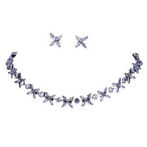 Lakor SP285แฟชั่นหรูหรา2022สร้อยคอคริสตัลดอกไม้พวงหรีดสร้อยคอชุบเงินหรูหราเครื่องประดับของผู้หญิงชุดสี่ชิ้น - Product Image 6