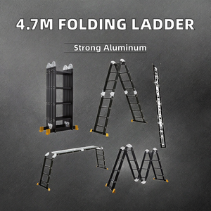 Escalera Multiusos Moderna de Aluminio de 4.55m (15.5 Pies), Telescópica, Plegable, Extensible, Negra, 16 Peldaños, Capacidad de Carga de 150kg - Product Image 2