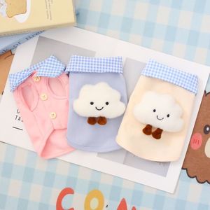 Cárdigan de felpa Pet Cloud para perros y gatos, ropa de primavera y otoño, abrigo con cuello a cuadros de diseño bonito de poliéster suave - Product Image 2