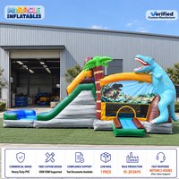 Château gonflable dinosaure pour enfants, combo Jurassic en PVC avec toboggan pour fête d'anniversaire
