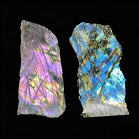 Vente en gros de plaques de labradorite naturelle bleue et violette, pierres brutes en tranche pour collection et décoration