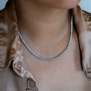 Premium Gold Round Brilliant Cut Lab Grown Diamond Tennis Chain Necklace IGI Certified Elegant Fine Jewelry Collection - Product Image 4