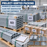 Profil C dan U Berkode Blok OEM dari Zn-Al-Mg dengan Perangkat Keras Berlabel dan Daftar Pengemasan Paket Struktur Surya Berkode Blok