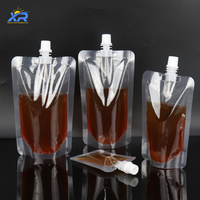 Pochettes souples transparentes personnalisées en PET+PE, recyclables et étanches, avec bec verseur pour boissons, emballages de boissons