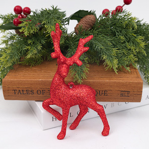 Ornements de Noël transfrontaliers : Poudre scintillante, Petits pendentifs, Décorations festives en forme d'élans pour vitrine de saison des fêtes - Product Image 1