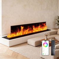 Cheminée électrique atomisante 3D personnalisée en acier laminé à froid, certifiée CE, avec application Tuya, flamme multicolore, économie d'énergie, pour meuble TV et salon