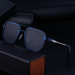 Occhiali da Sole Senza Montatura in Metallo Quadrati UV400 <span class=keywords><strong>Blu</strong></span>/Verde per Uomo, <span class=keywords><strong>Nuova</strong></span> Tendenza Moda 2024 - Product Image 1