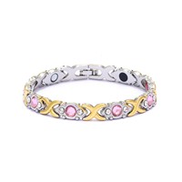 Bracelet de thérapie magnétique pour femmes et hommes, design XO, bracelet de soins de santé incrusté de cristaux, bijoux d'équilibre énergétique