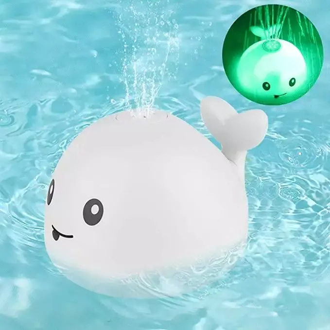 Jouets de bain-douche d'été pour enfants, jouet de bain d'eau à pulvérisation d'induction automatique de baleine avec lumière LED et musique jouets de bain pour bébé